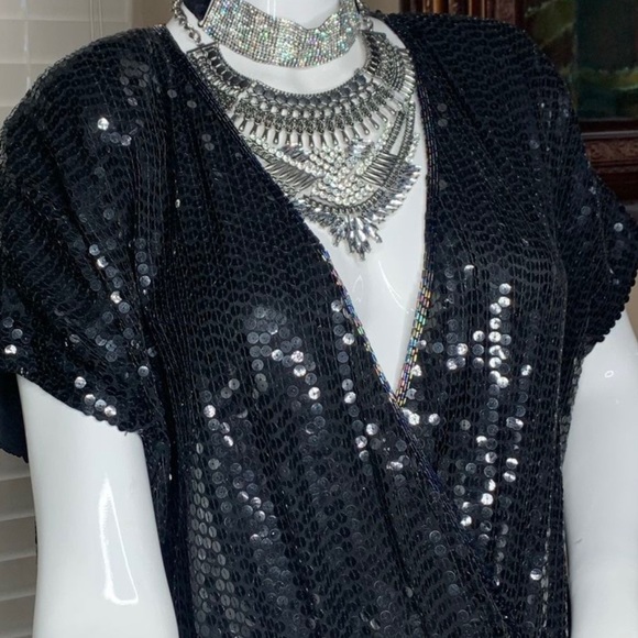 Black Sequence Dress 1920’s Style Size 8 - Picture 11 of 16